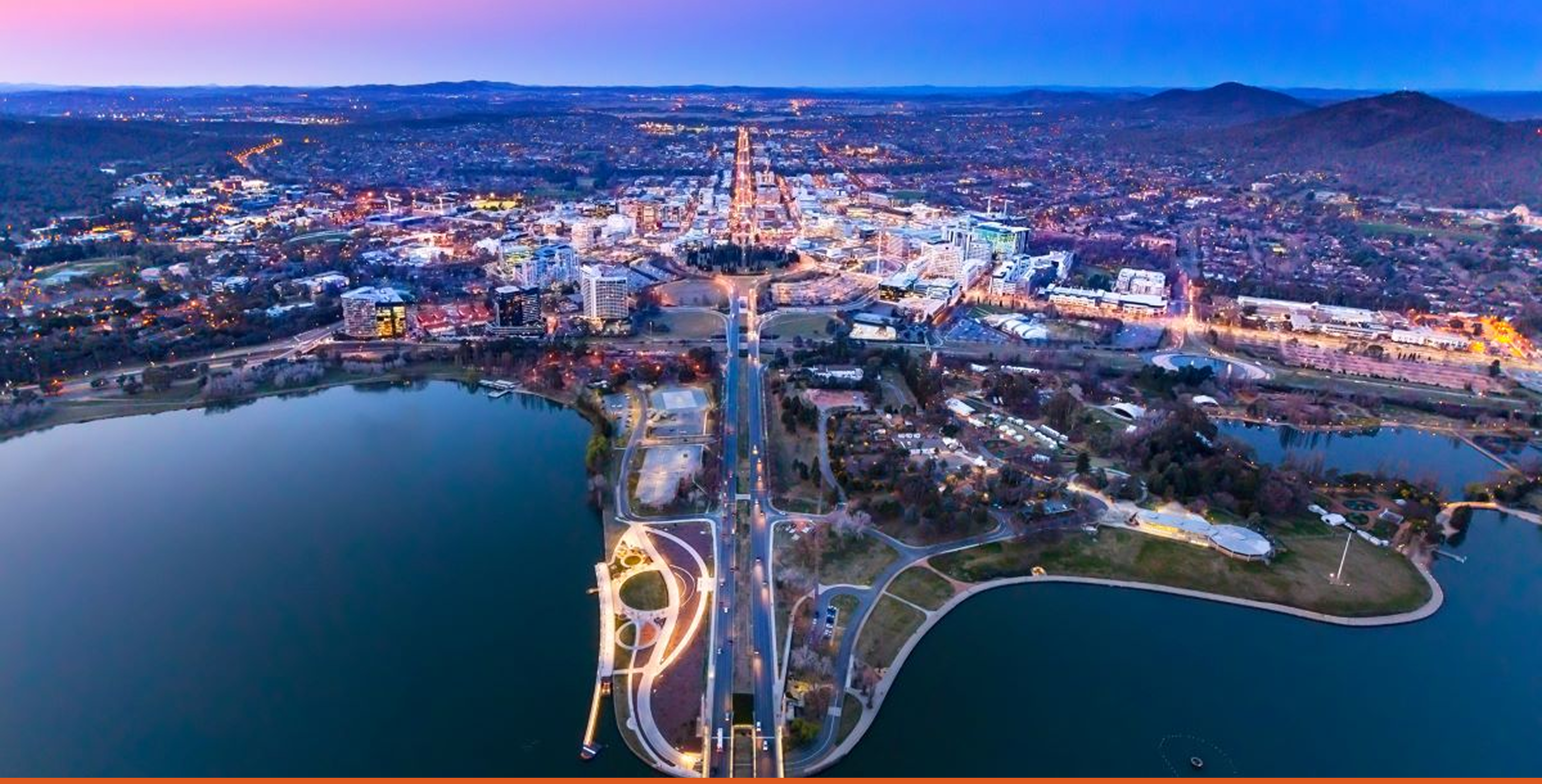 Freight Forwarder Canberra hero — Canberra city skyline at night